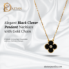 Black Clover Pendant Necklace with Gold Chain for women