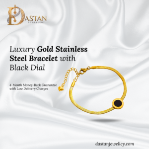 Golden Stainless Steel Bracelet with Black Dial in luxury gold finish