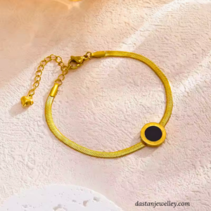 Adjustable extender chain and lobster clasp on gold stainless steel bracelet