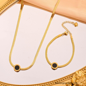 Flatlay showing sleek golden bracelet with black dial for daily wear