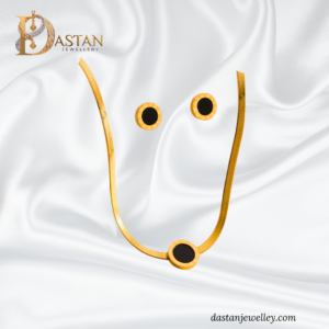 Snake chain necklace with black dial pendant in premium gold tone