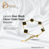 Stainless Steel Four Black Clove Golden Chain Bracelet with black motifs and golden finish